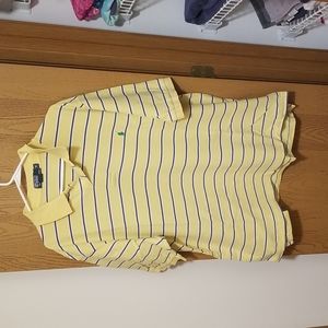 POLO BY RALPH LAUREN MENS XL TALL SHORT SLEEVE YELLOW BLUE STRIPED POLO SHIRT